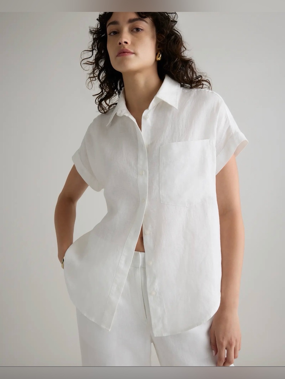 Quince 100% European Linen Camp Shirt, Large